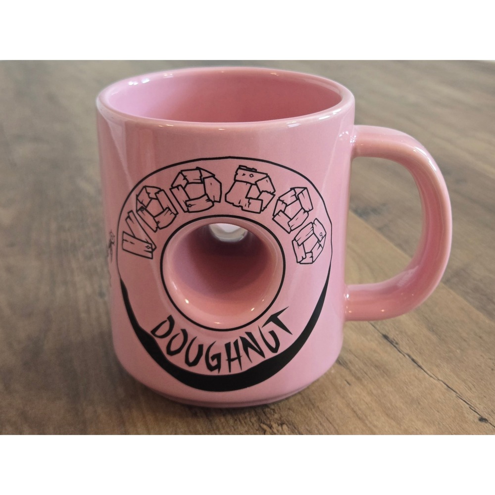 Voodoo Doughnut Pink Ceramic Mug The Magic Is In The Hole Donut Hole Novelty Mug